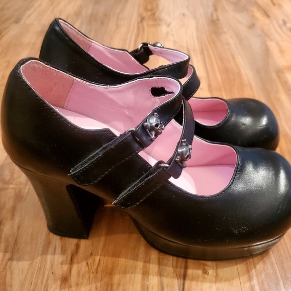 Demonia Shoes - Demonia black platform double strap Maryjane's